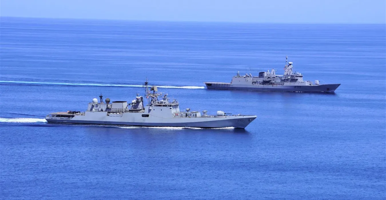 The Indian Navy's stealth frigate INS Tarkash participates in PASSEX Exercise 